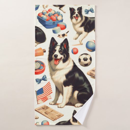 Schattigee Border Collie Illustratie Badhanddoek (Badhanddoek)