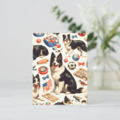 Schattigee Border Collie Illustratie Briefkaart (Staand voorkant)
