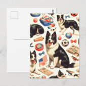 Schattigee Border Collie Illustratie Briefkaart (Voorkant / Achterkant)