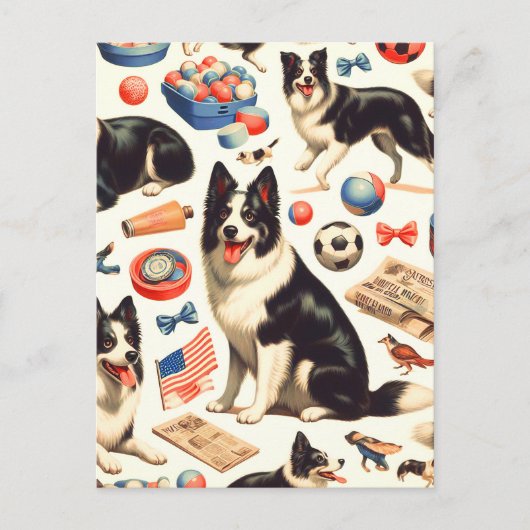 Schattigee Border Collie Illustratie Briefkaart (Voorkant)