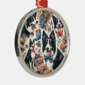 Schattigee  Border Collie Illustratie Metalen Ornament (Rechts)