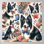 Schattigee  Border Collie Illustratie Poster (Voorkant)