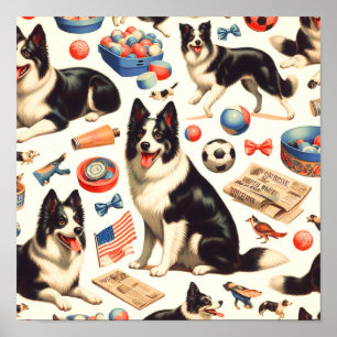 Schattigee Border Collie Illustratie Poster