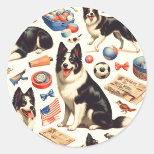  Schattigee Border Collie Illustratie Ronde Sticker
