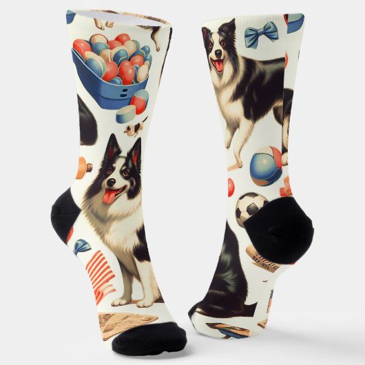 Schattigee Border Collie Illustratie Sokken (Gebogen)