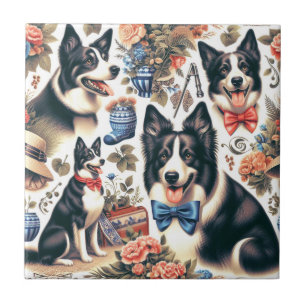 Schattigee Border Collie Illustratie Tegeltje