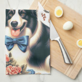 Schattigee  Border Collie Illustratie Theedoek (Quarter Fold)