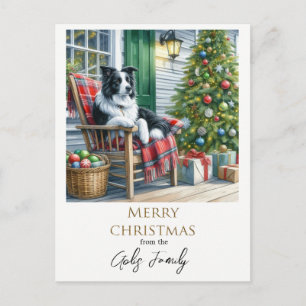 Schattigee Border Collie kerstvakantie Briefkaart