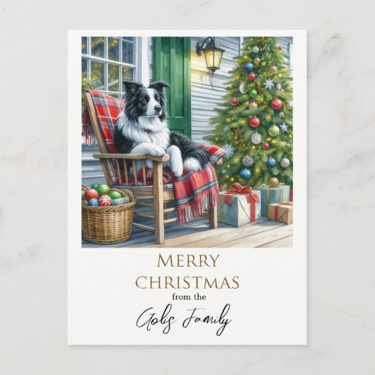 Schattigee Border Collie kerstvakantie Briefkaart (Voorkant)