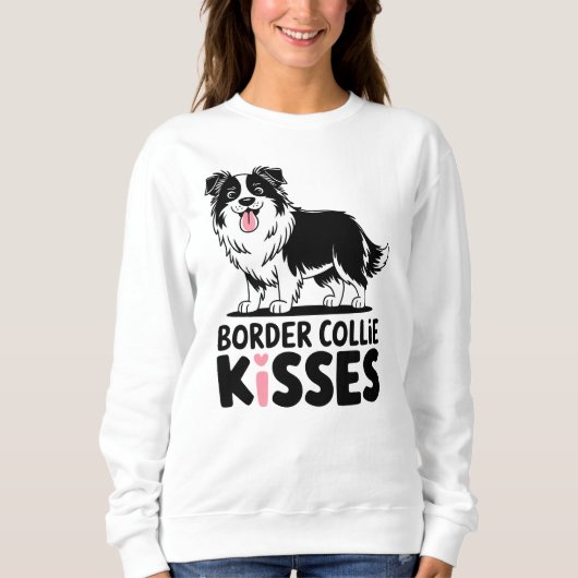 Schattigee Border Collie Kust Cartoon Puppy Honden Trui (Voorkant)