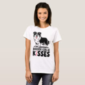 Schattigee Border Collie Kust Mama Puppy Hondenlie T-shirt (Voorkant volledig)