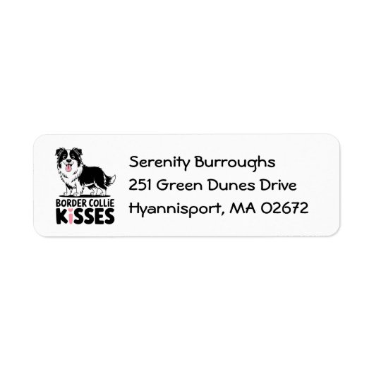 Schattigee Border Collie Kust Puppy Hondenliefhebb Etiket (Voorkant)