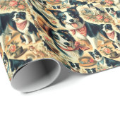 Schattigee Border Collie naadloos Cadeaupapier (Rol Hoek)