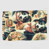 Schattigee Border Collie naadloos Golfhanddoek (Horizontaal)