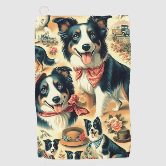 Schattigee Border Collie naadloos Golfhanddoek (Voorkant)
