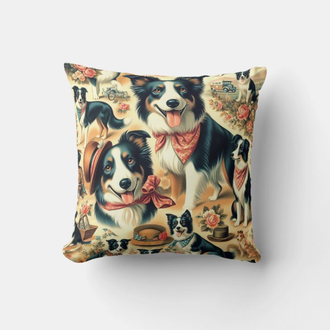 Schattigee Border Collie naadloos Kussen (Voorkant)