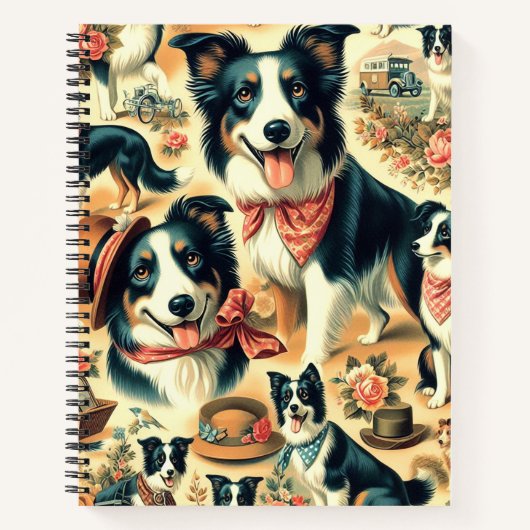 Schattigee Border Collie naadloos Notitieboek (Voorkant)
