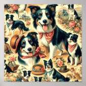 Schattigee Border Collie naadloos Poster (Voorkant)