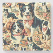Schattigee Border Collie naadloos Stenen Onderzetter (Voorkant)