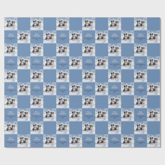 Schattigee Border Collie Puppies in Snow Puppy Chr Cadeaupapier (Vlak)