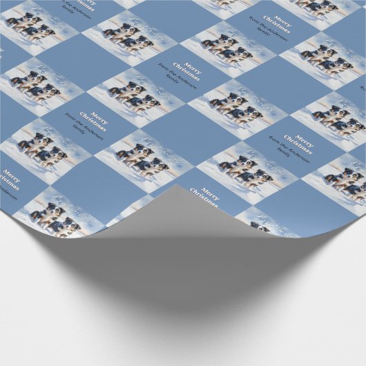 Schattigee Border Collie Puppies in Snow Puppy Chr Cadeaupapier (Hoek)