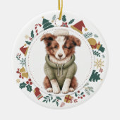 Schattigee Border Collie Puppy in Wintertrui Keramisch Ornament (Voorkant)