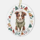 Schattigee Border Collie Puppy in Wintertrui Keramisch Ornament (Links)
