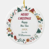 Schattigee Border Collie Puppy in Wintertrui Keramisch Ornament (Achterkant)