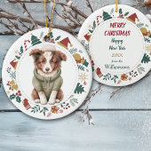 Schattigee Border Collie Puppy in Wintertrui Keramisch Ornament