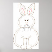 Schattigee borduurstijl konijn poster (Voorkant)