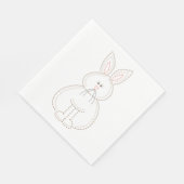 Schattigee borduurstijl konijn servet (Hoek)