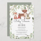 Schattigee Bos Dieren Baby shower Sprinkle Kaart (Voorkant / Achterkant)