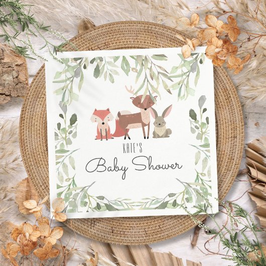 Schattigee Bos Dieren Baby shower Sprinkle Servet