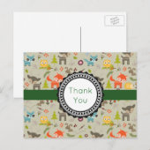 Schattigee Bos Dieren & Bloemen Patroon Dank u Briefkaart (Voorkant / Achterkant)