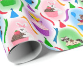 Schattigee Bos Dieren & Cupcakes verjaardag Cadeaupapier (Rol Hoek)