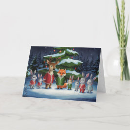 Schattigee Bos Dieren Kerst Kaart - Woodland f