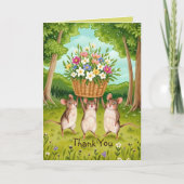 Schattigee Bos Muizen en Wildflowers Basket Bedank Kaart (Voorkant)
