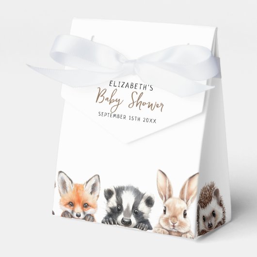 Schattigee Bos Vrienden Woodland Dieren Baby showe Bedankdoosjes (Voorkant Zijde)