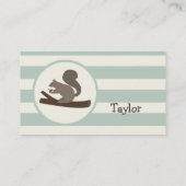 Schattigee bosachtige eekhoorn op licht salie groe visitekaartje (Achterkant)