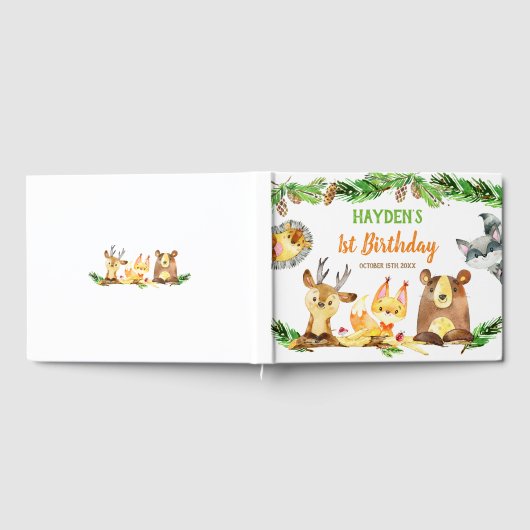 Schattigee bosbeesten Waterverf Verjaardag Gastenboek (Volledig)