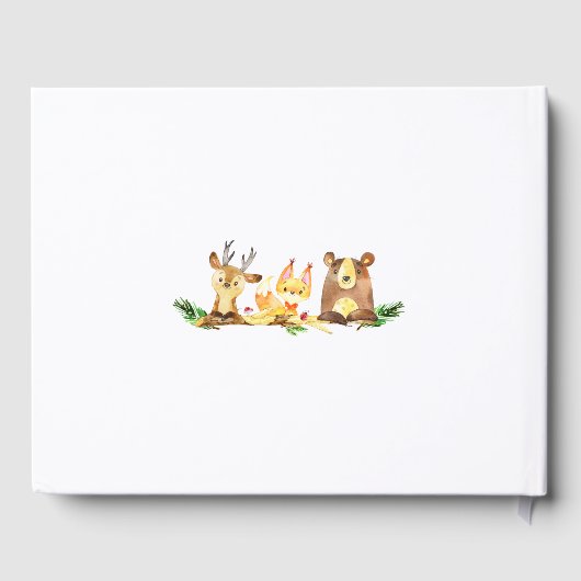 Schattigee bosbeesten Waterverf Verjaardag Gastenboek (Achterkant)