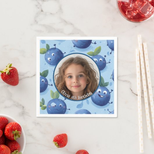 Schattigee bosbes Aangepaste foto en naam Papier B Servet (Insitu)