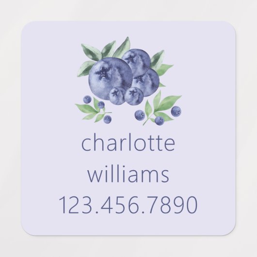 Schattigee bosbessen Fruit Terug naar School Kledi Labels (Design 1)