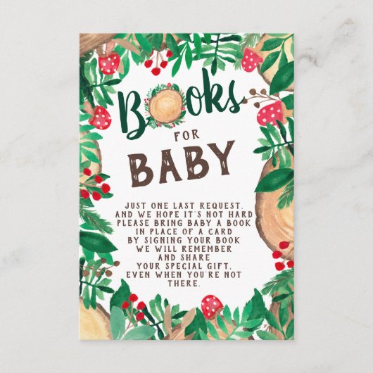 Schattigee bosbouwboeken voor baby informatiekaartje (Voorkant)