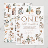 Schattigee bosdieren 1e verjaardag kaart (Voorkant / Achterkant)