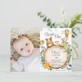 Schattigee bosdieren 1e verjaardag wild één foto kaart (Staand voorkant)