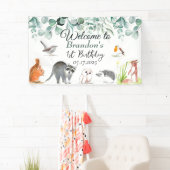 Schattigee bosdieren 1e verjaardag wild één spandoek (Insitu)