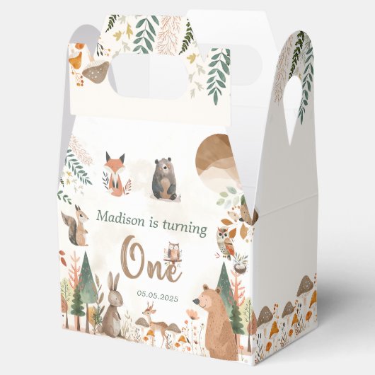 Schattigee bosdieren 1e verjaardagsfeest bedankdoosjes (Geopend)