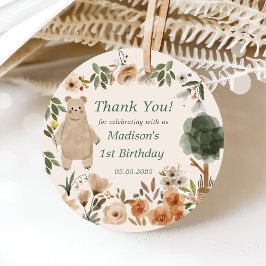 Schattigee bosdieren 1e verjaardagsfeest bedankjes labels