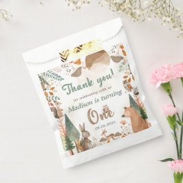 Schattigee bosdieren 1e verjaardagsfeest bedankzakje